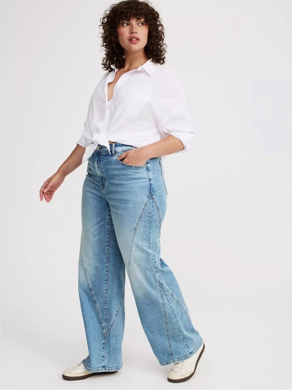 Torrid High-Rise Wide-Leg Jeans with Twisted Seams Light Wash Size 20